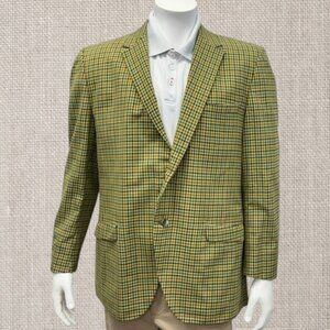 Vintage 1970s Mavest Maas Brothers Green Gold Tweed Wool Blend Sport Jacket